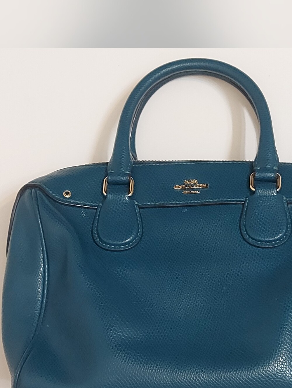 Coach Teal Pebble Leather Satchel - Coach Mini - Picture 3 of 10